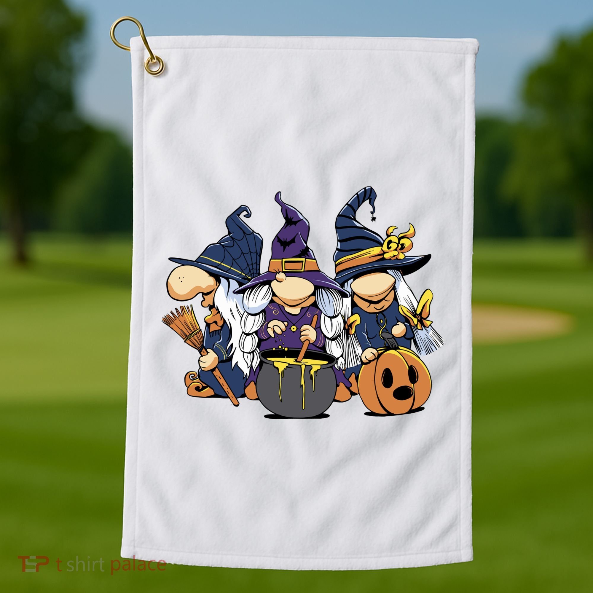 Halloween Witch Gnomes Golf Towel