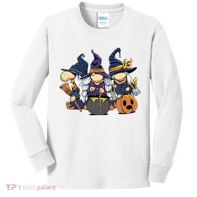 Halloween Witch Gnomes Kids Long Sleeve Shirt