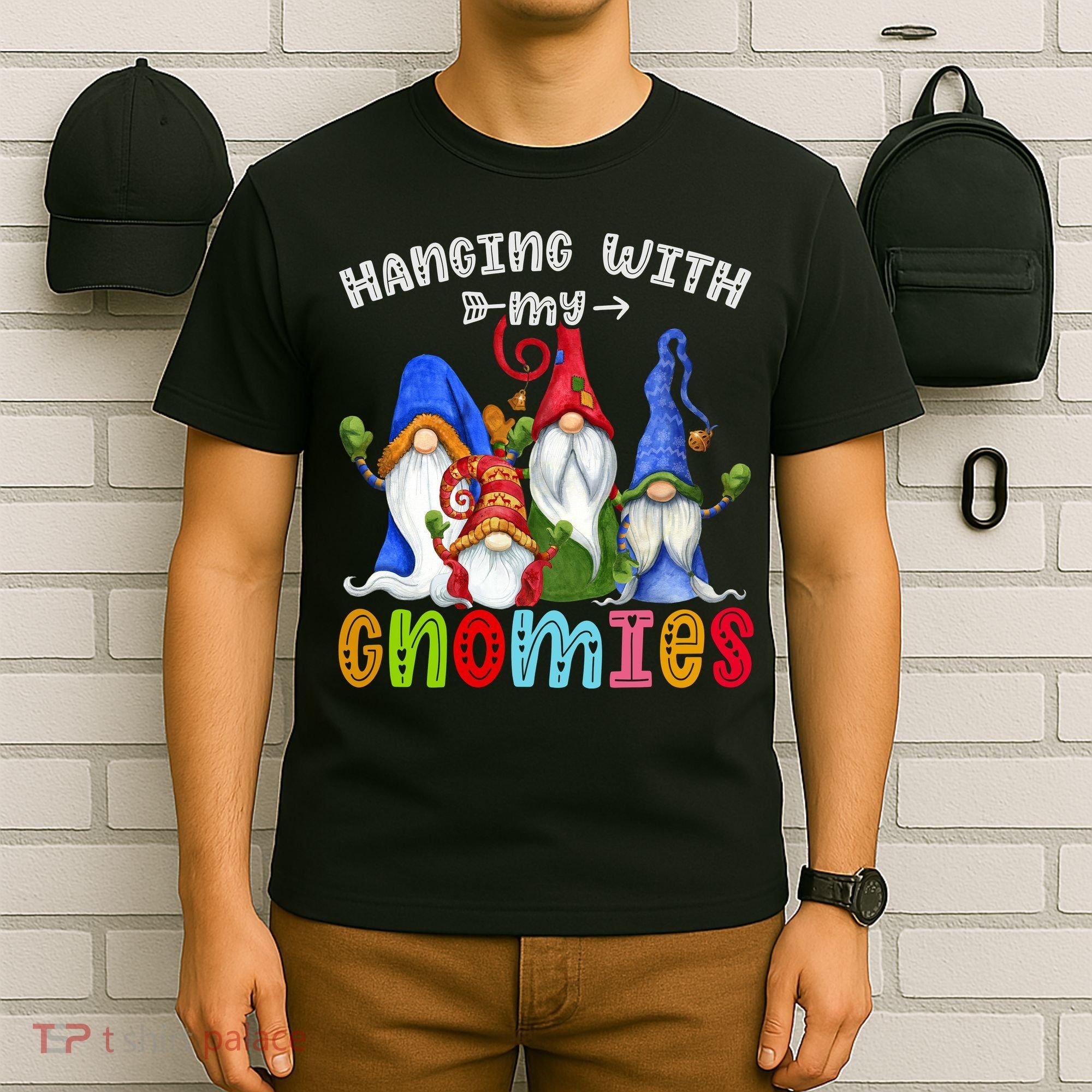 Hanging With Gnomies Gnome Merry Christmas Cute Gnomes Pajamas T-Shirt