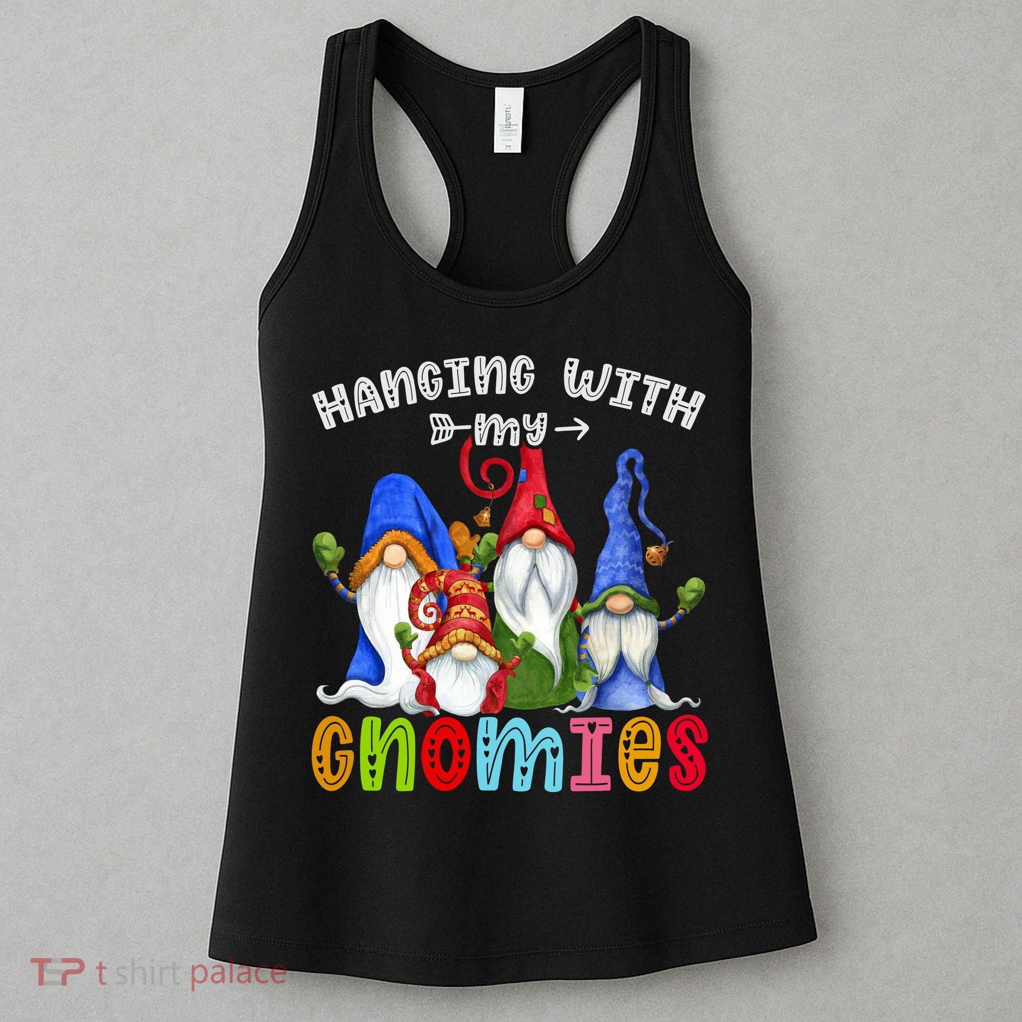 Hanging With Gnomies Gnome Merry Christmas Cute Gnomes Pajamas Women's Tank Top
