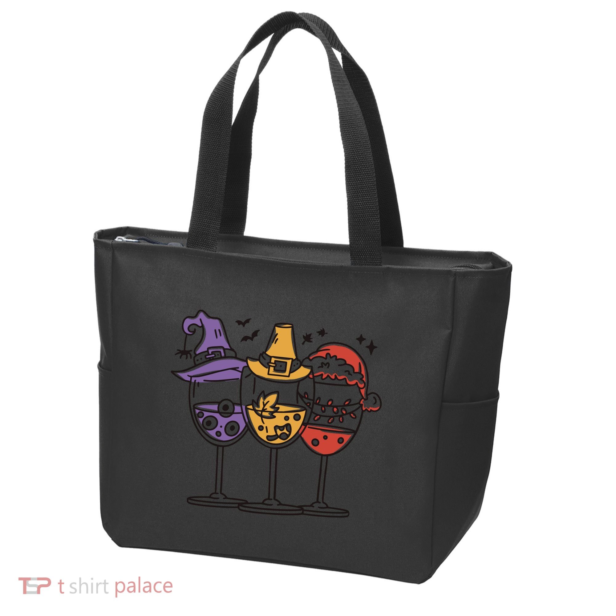 Holidays Wine Glasses Festive Tote Bag