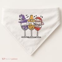 Holidays Wine Glasses Festive USA-Made Doggie Bandana thumb 0