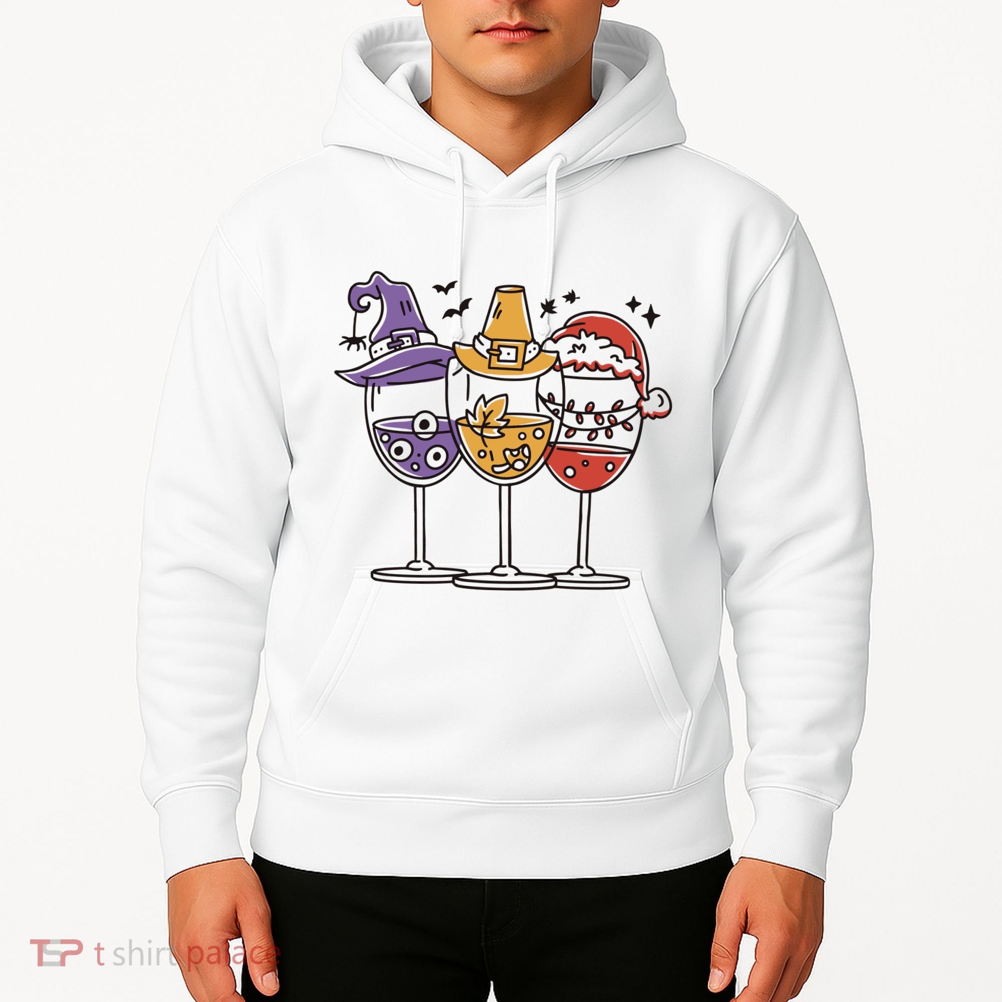 Holidays Wine Glasses Festive Hoodie