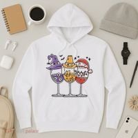 Holidays Wine Glasses Festive Hoodie thumb 3
