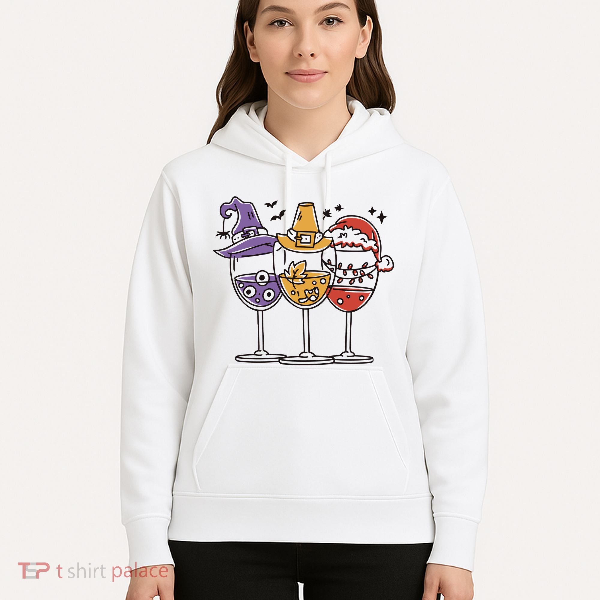 Holidays Wine Glasses Festive Hoodie