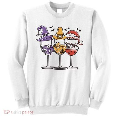 Holidays Wine Glasses Festive Sweatshirt
