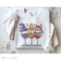 Holidays Wine Glasses Festive Sweatshirt thumb 2