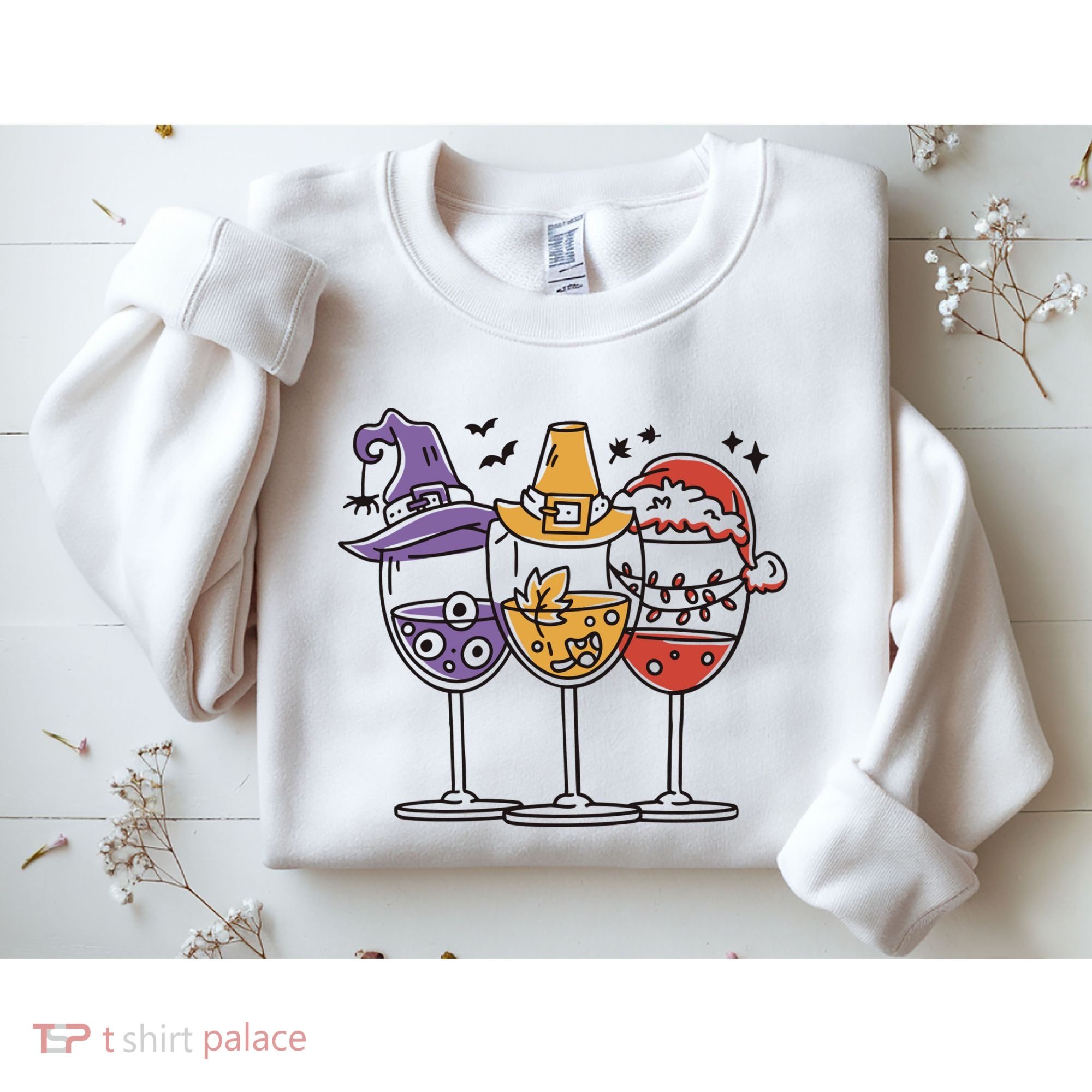 Holidays Wine Glasses Festive Sweatshirt
