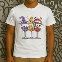 Holidays Wine Glasses Festive T-Shirt thumb 3
