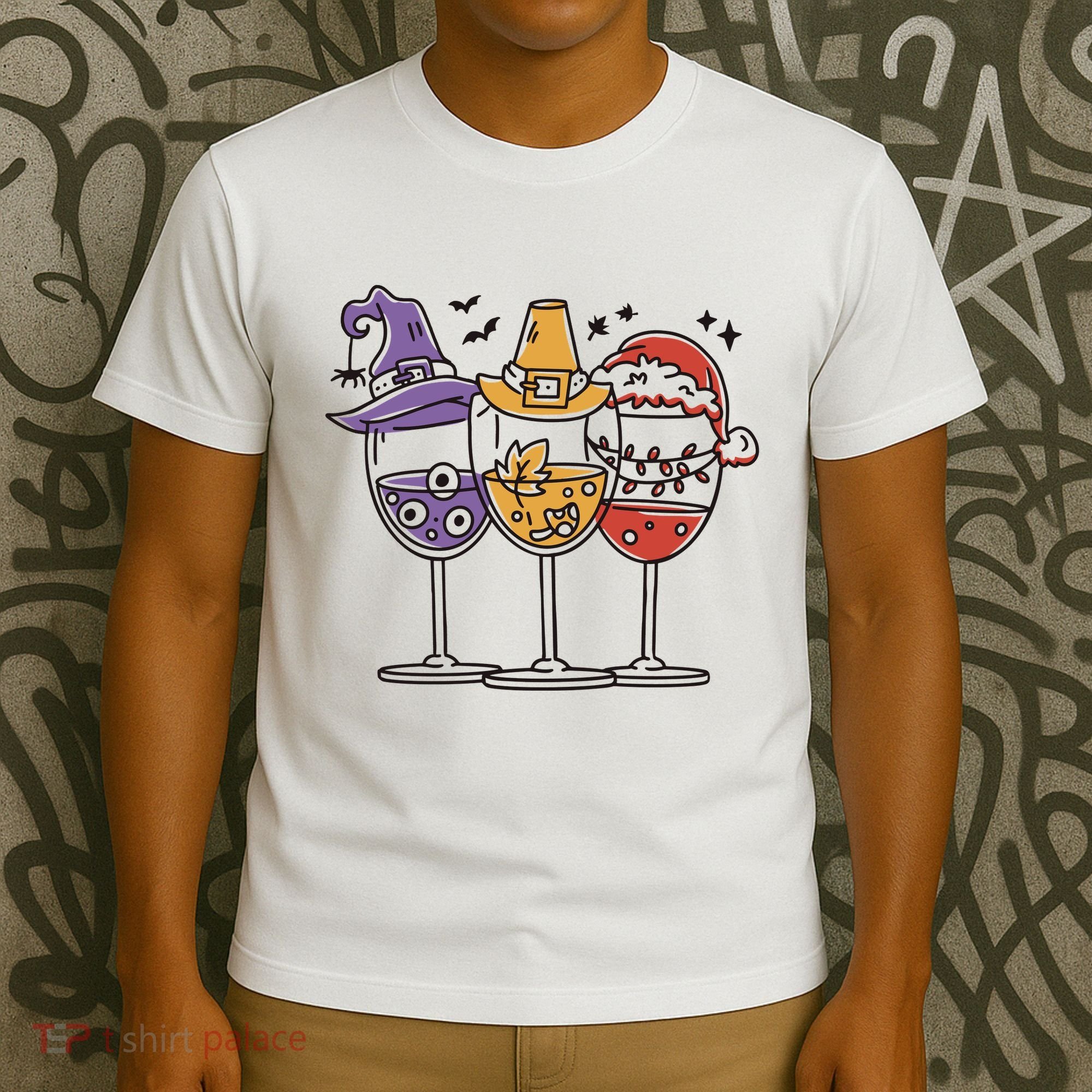 Holidays Wine Glasses Festive T-Shirt