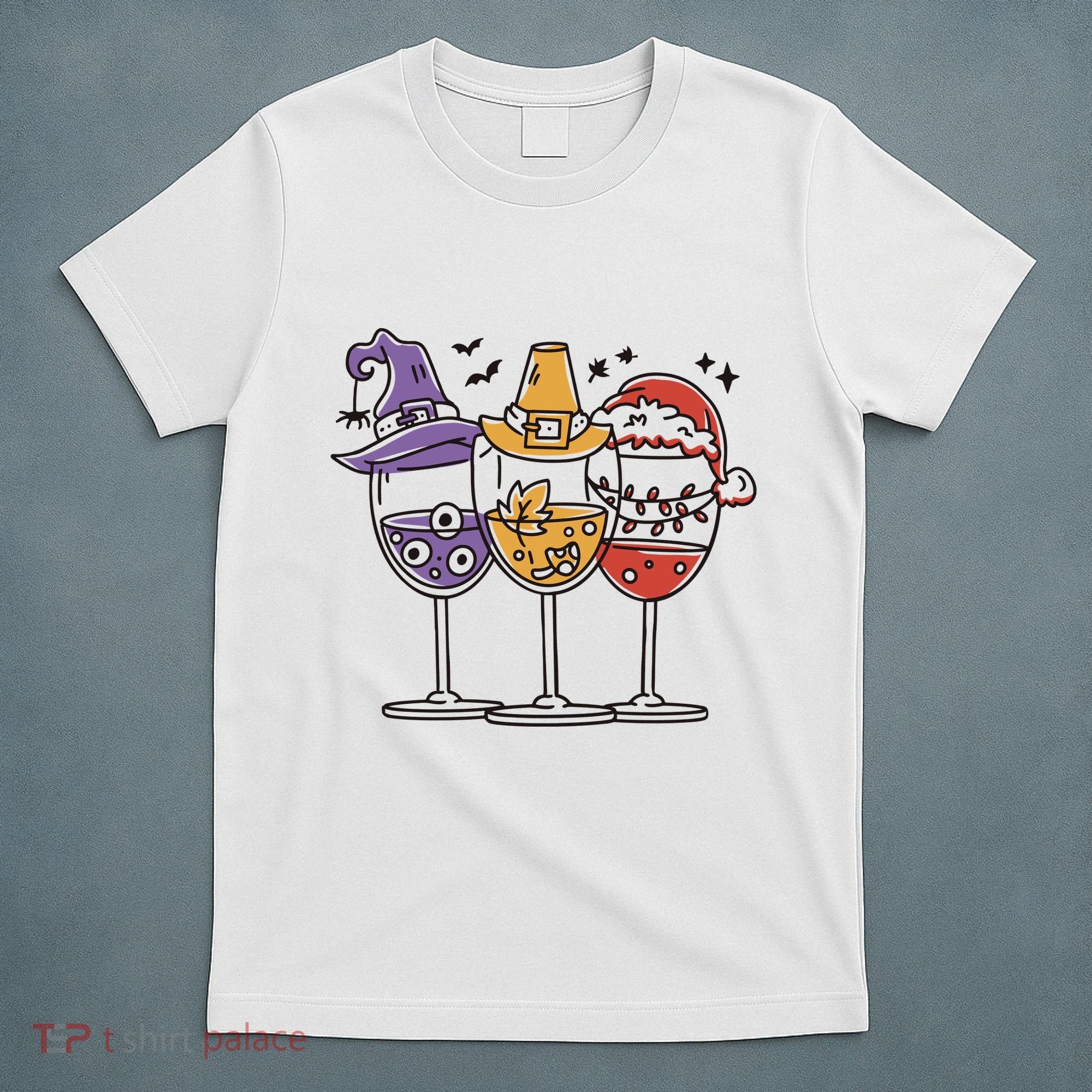 Holidays Wine Glasses Festive T-Shirt