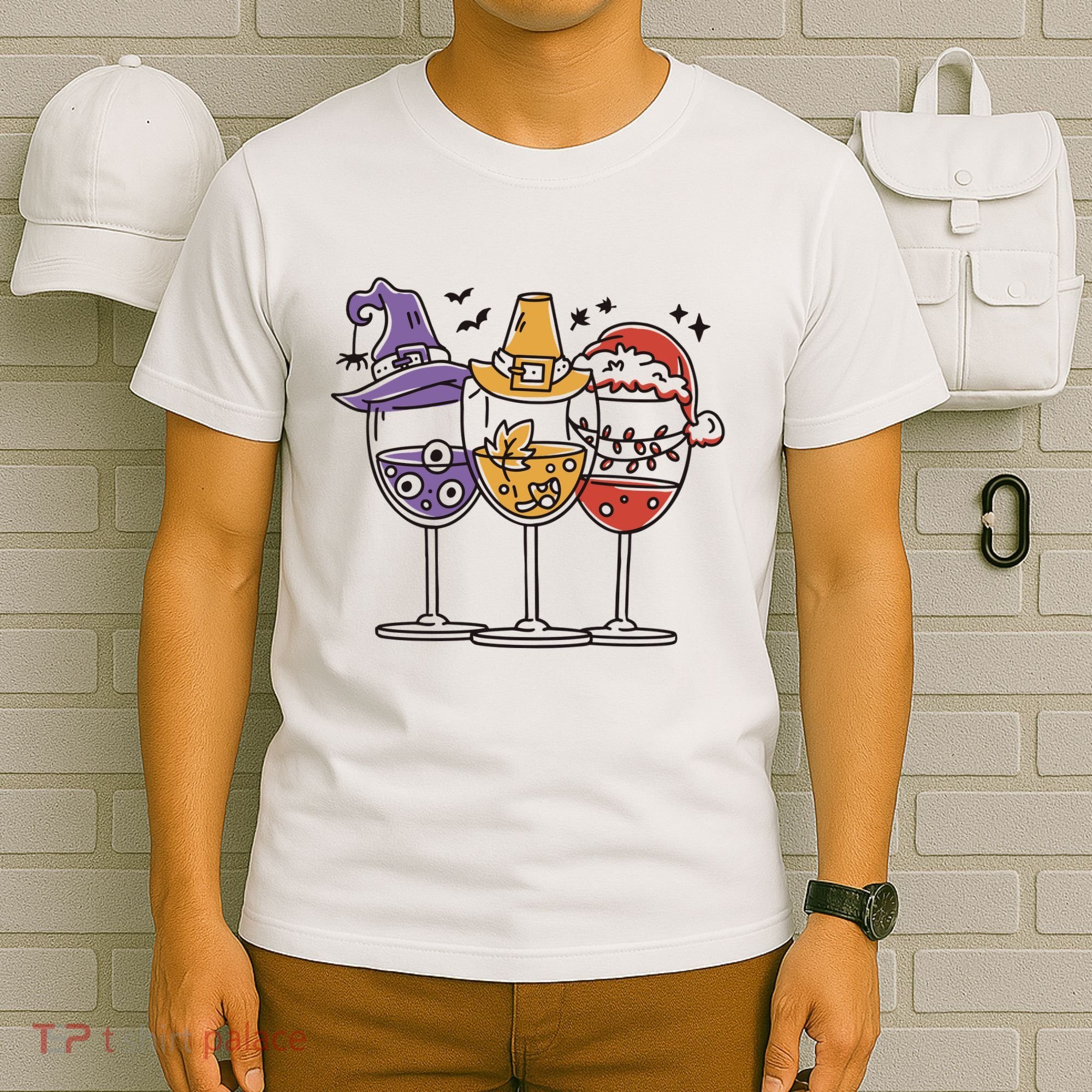 Holidays Wine Glasses Festive T-Shirt