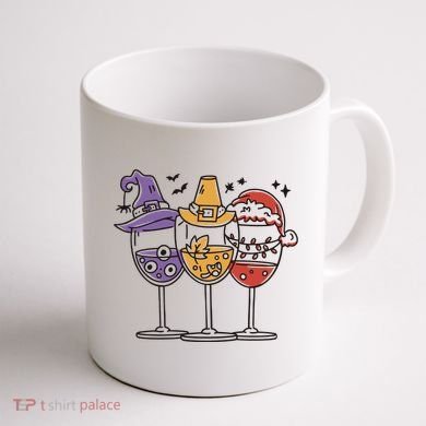 Holidays Wine Glasses Festive Coffee Mug back