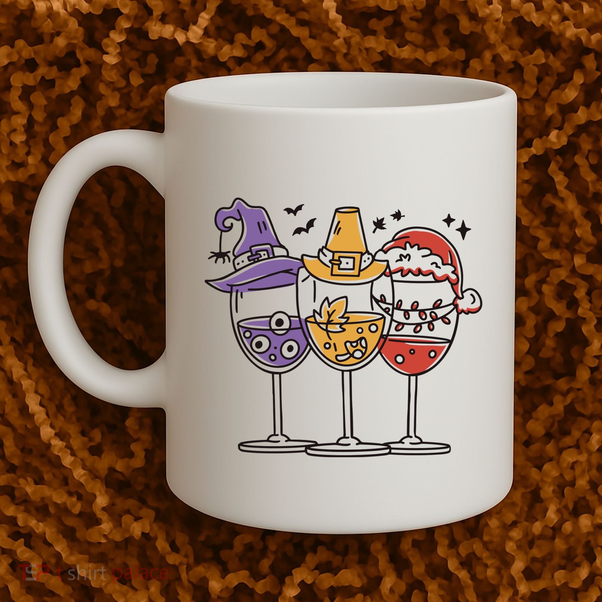 Holidays Wine Glasses Festive Coffee Mug