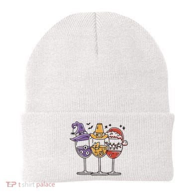 Holidays Wine Glasses Festive Beanie