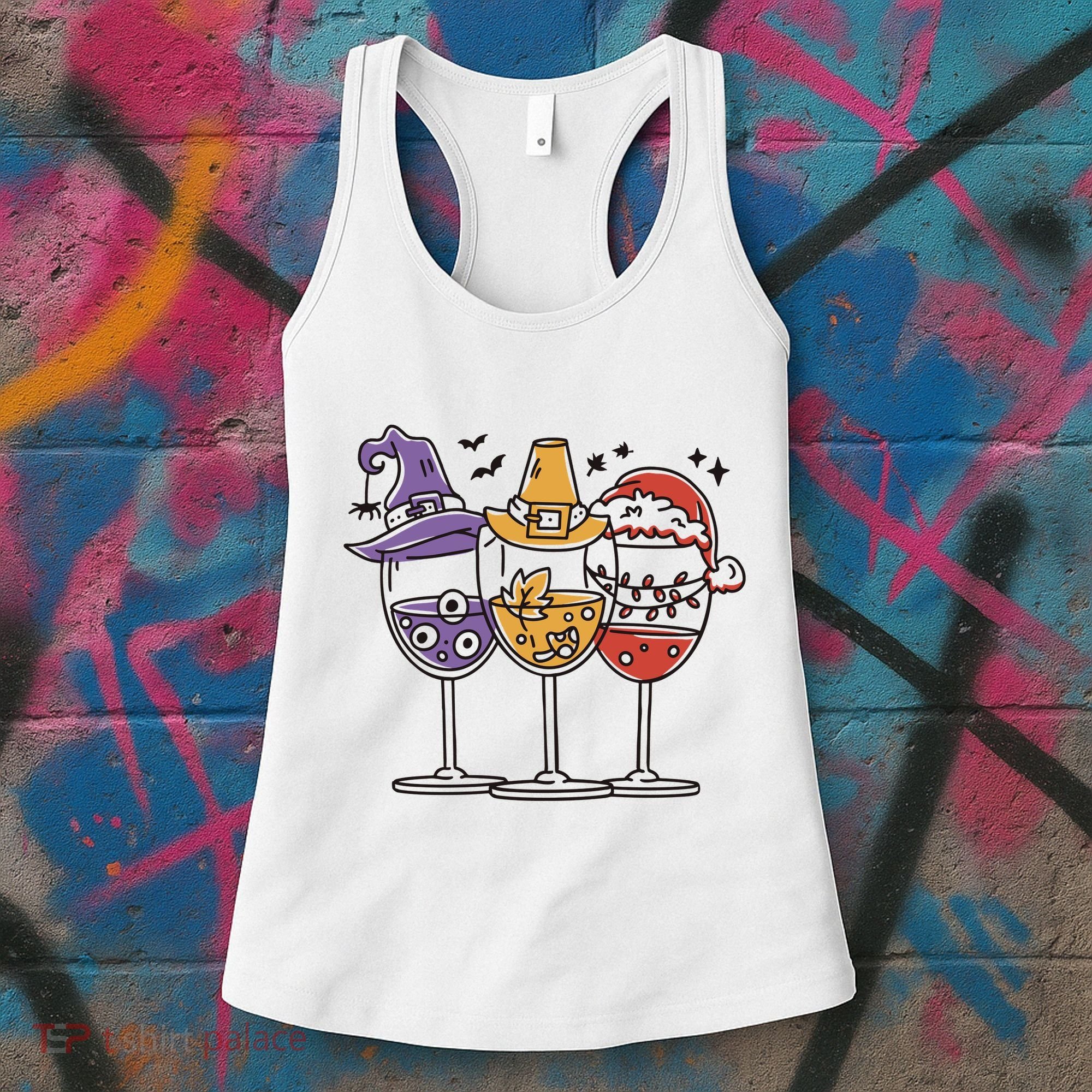Holidays Wine Glasses Festive Women's Tank Top