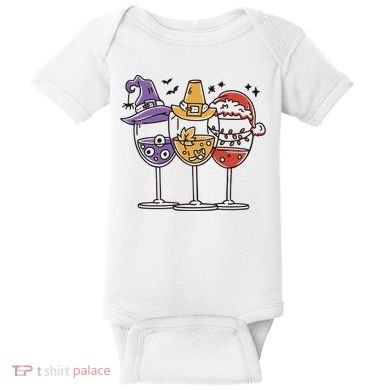 Holidays Wine Glasses Festive Baby Bodysuit
