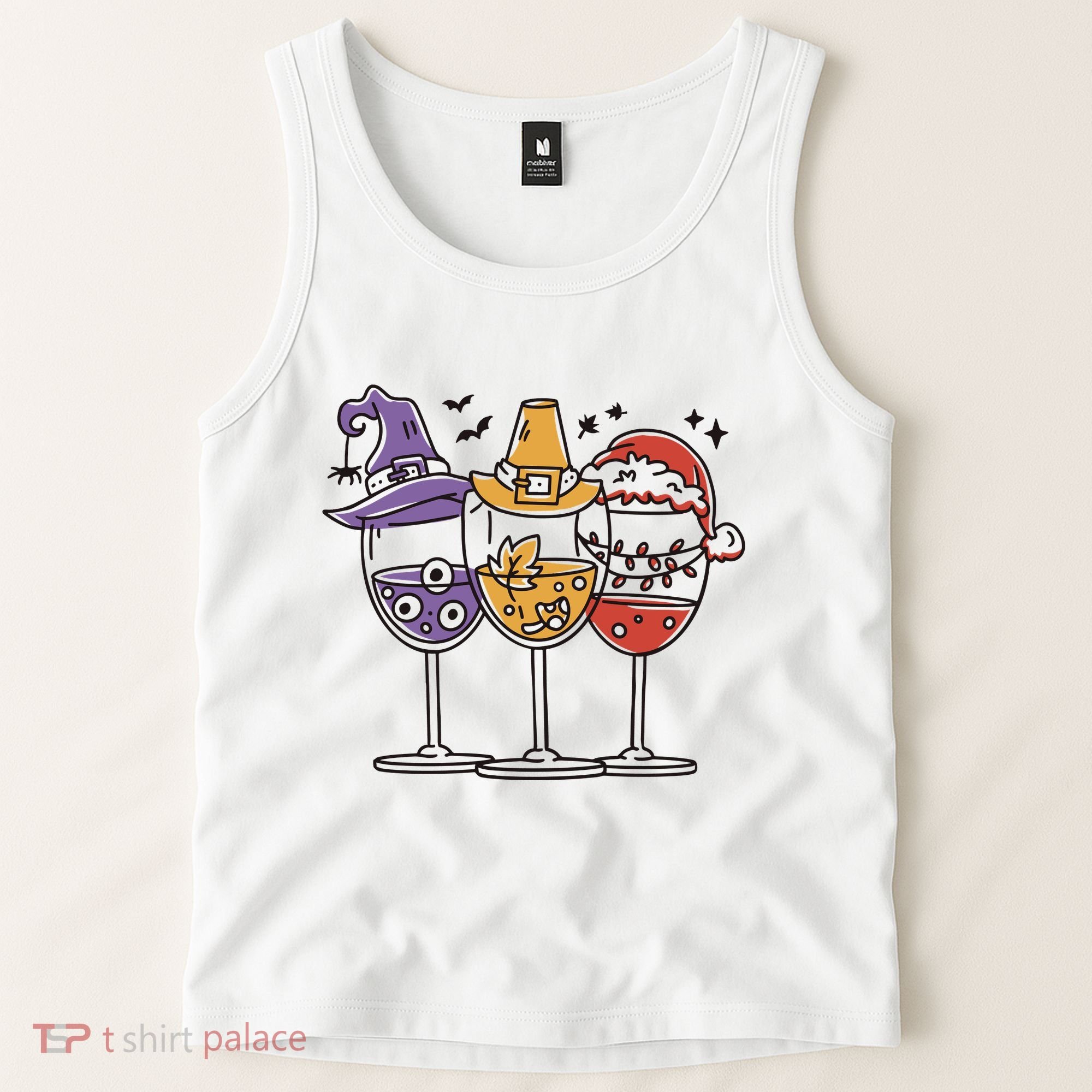 Holidays Wine Glasses Festive Tank Top