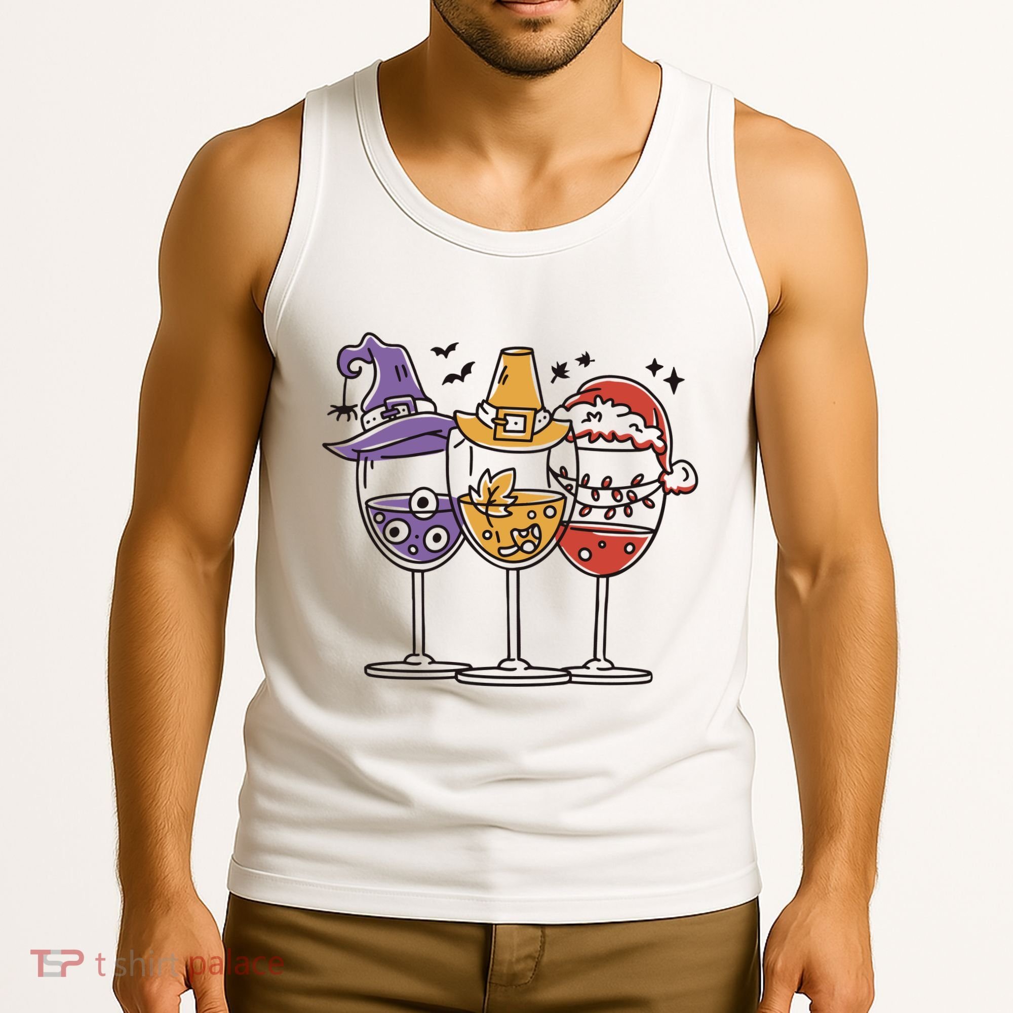 Holidays Wine Glasses Festive Tank Top