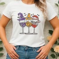 Holidays Wine Glasses Festive Women's T-Shirt thumb 2