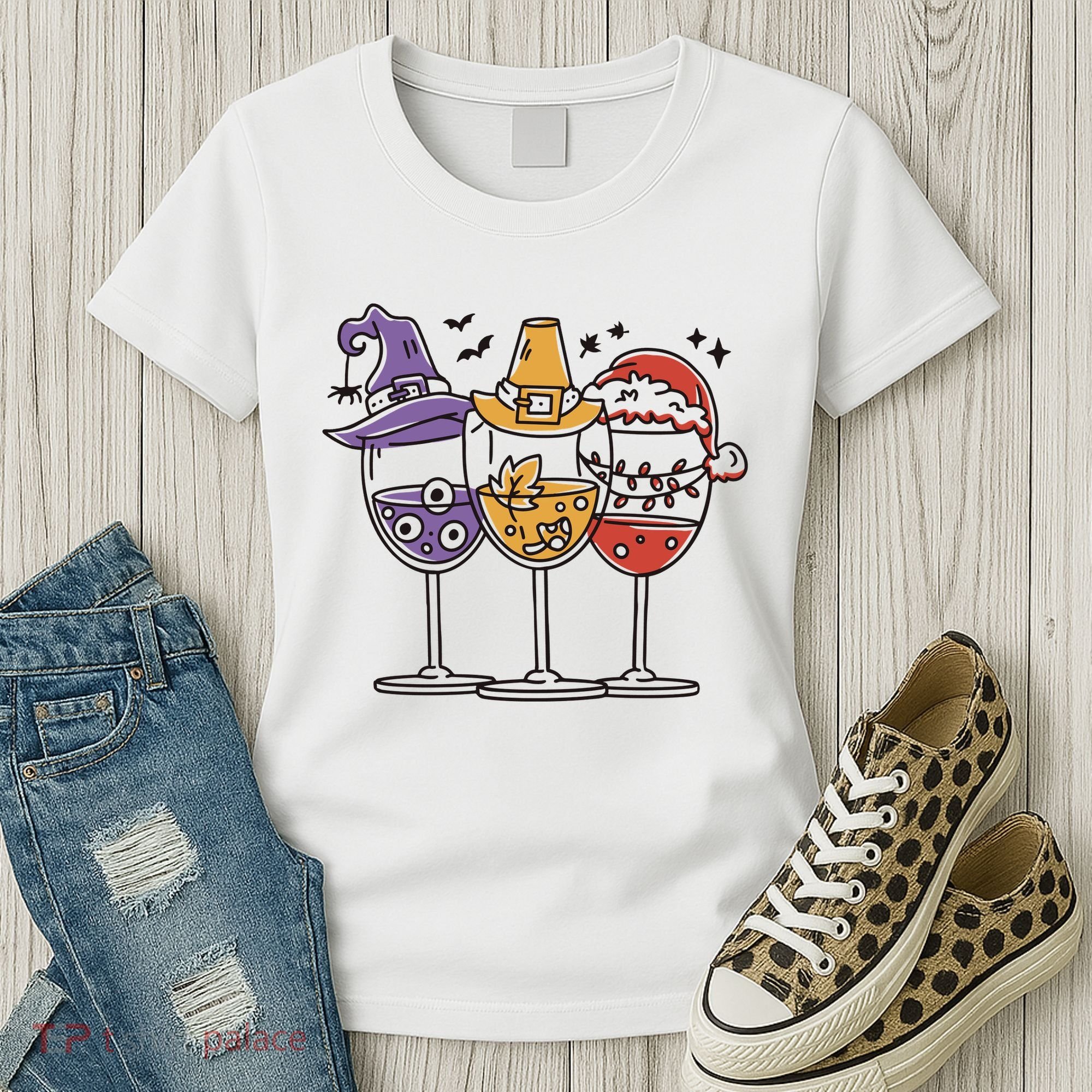 Holidays Wine Glasses Festive Women's T-Shirt