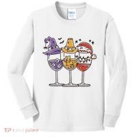 Holidays Wine Glasses Festive Kids Long Sleeve Shirt thumb 0