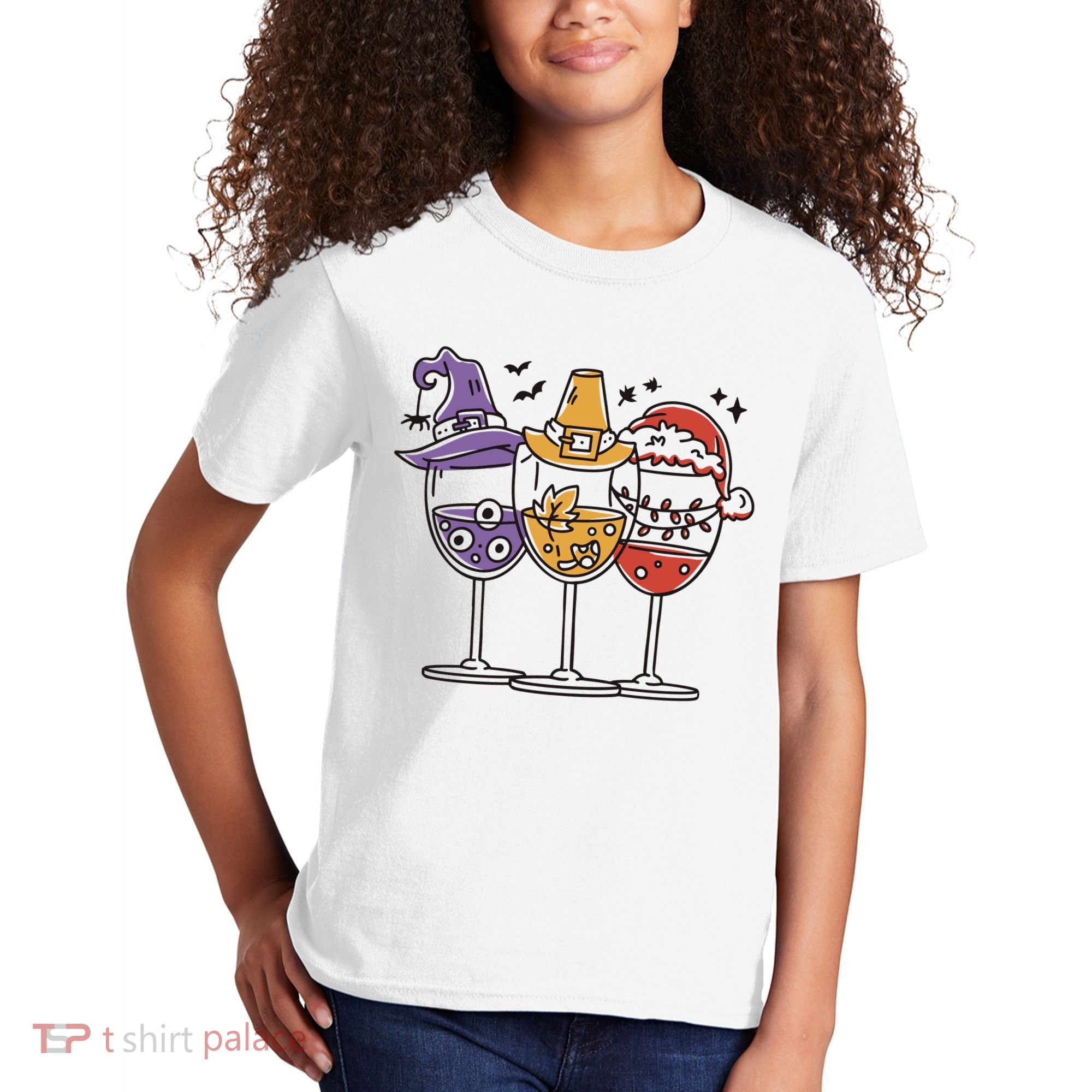 Holidays Wine Glasses Festive Kids T-Shirt