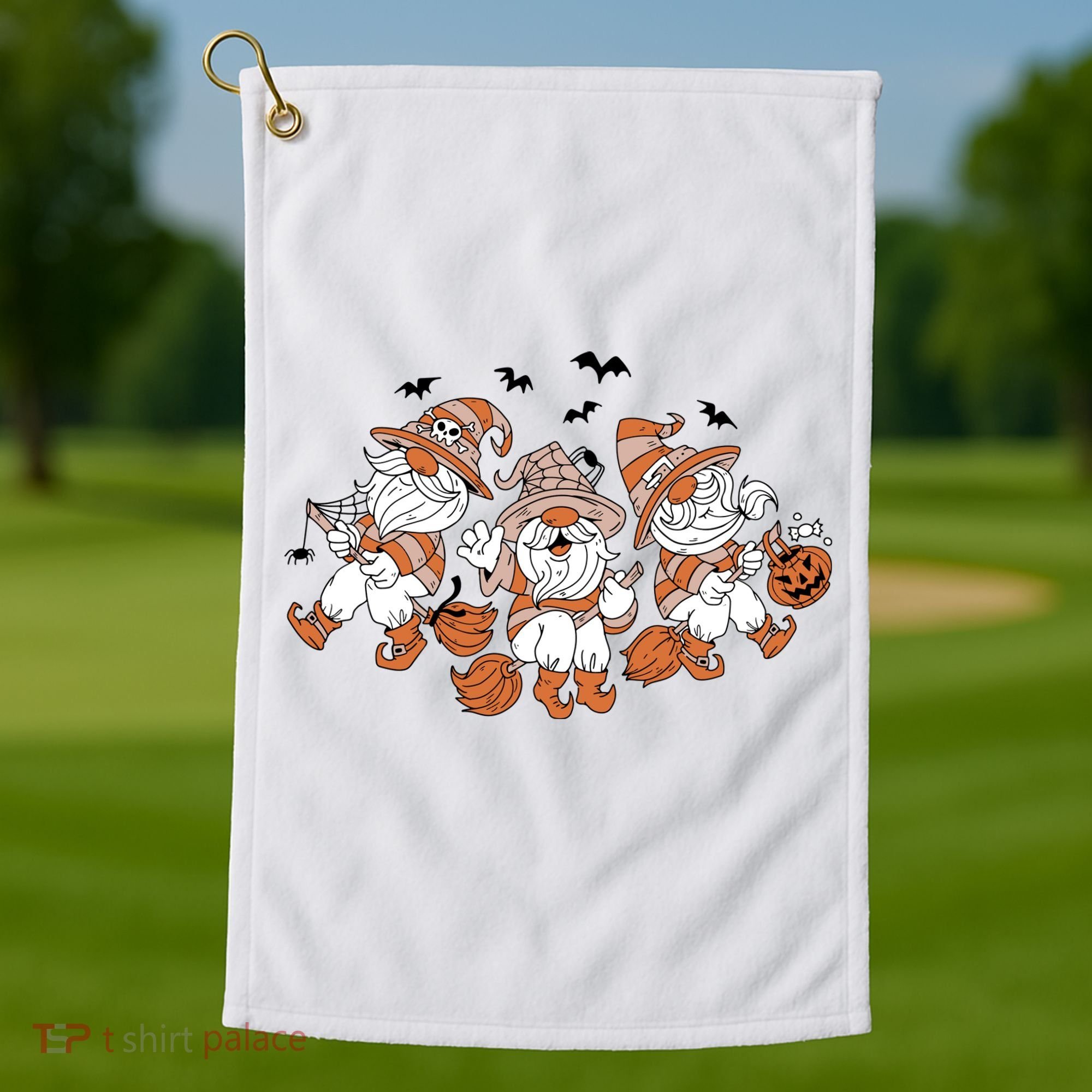 Halloween Witchy Gnomes Holiday Golf Towel