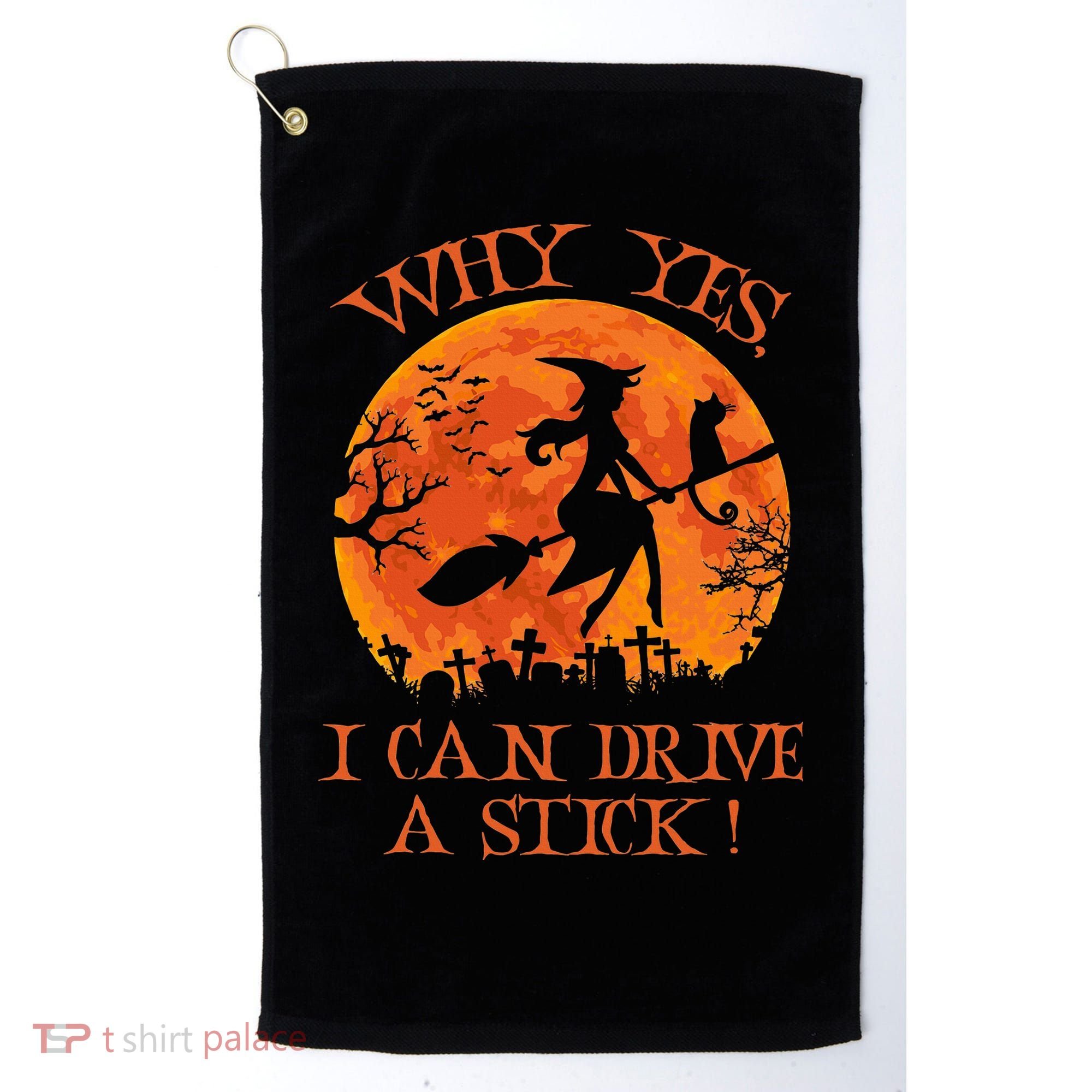 Halloween Witch Gifts: Spooky Stick-Driving Delights Golf Towel