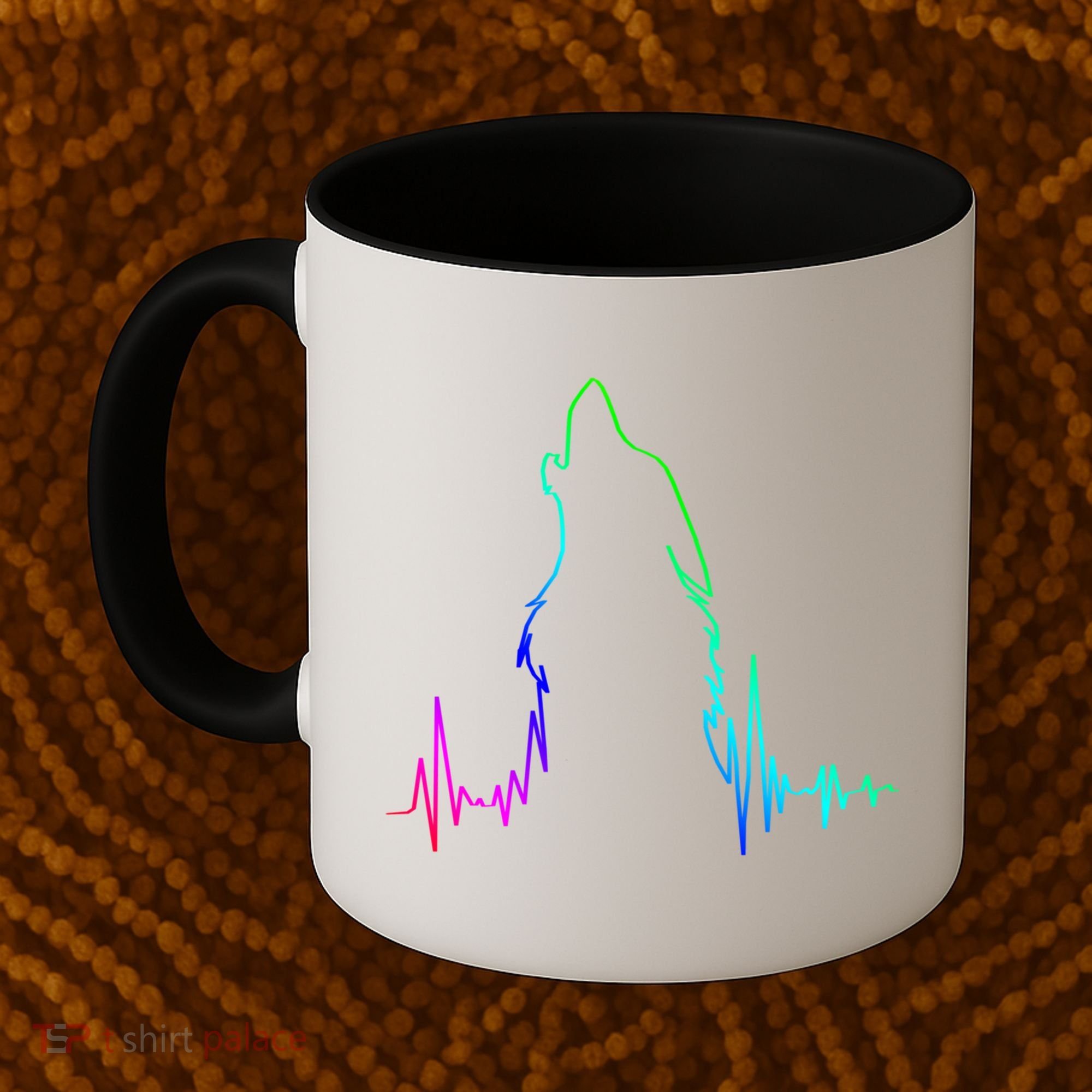 Howling Wolf Heartbeat Gift Spirit Animal Wolf Gift Coffee Mug