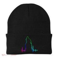Howling Wolf Heartbeat Gift Spirit Animal Wolf Gift Beanie thumb 0