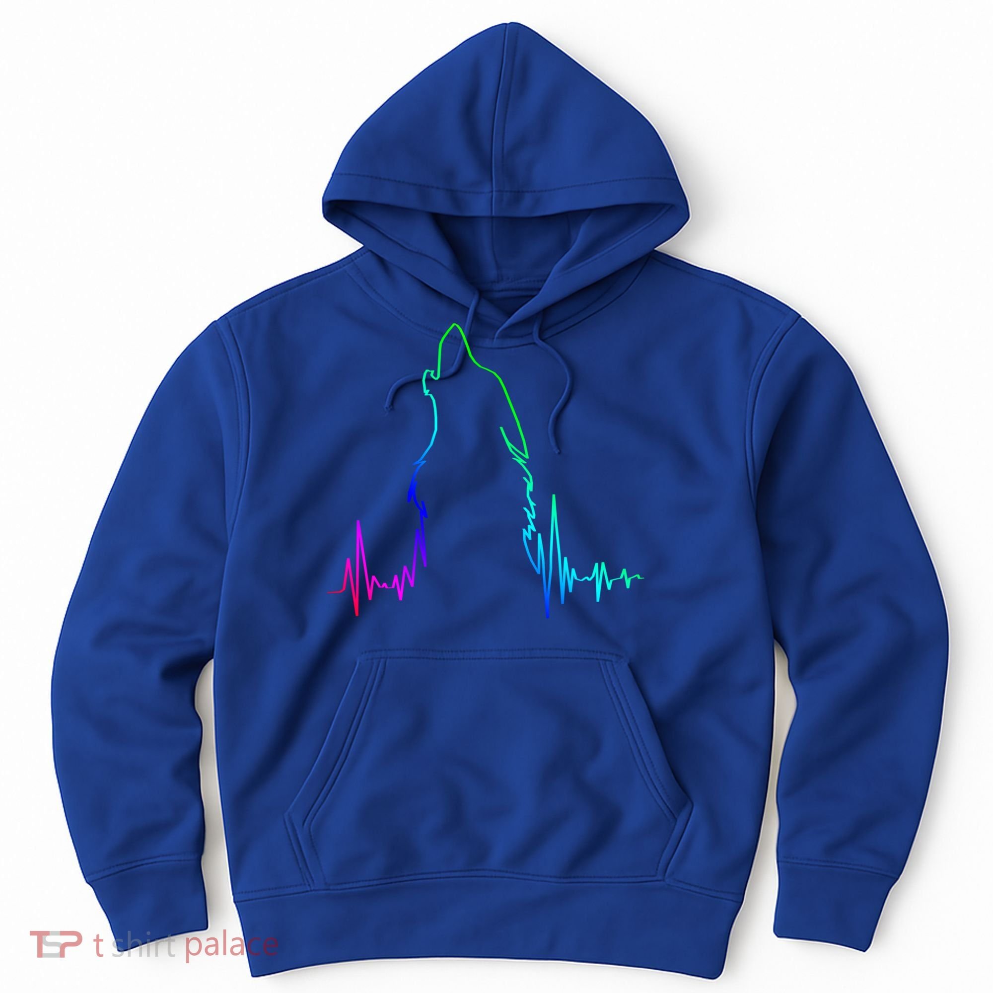 Howling Wolf Heartbeat Gift Spirit Animal Wolf Gift Hoodie