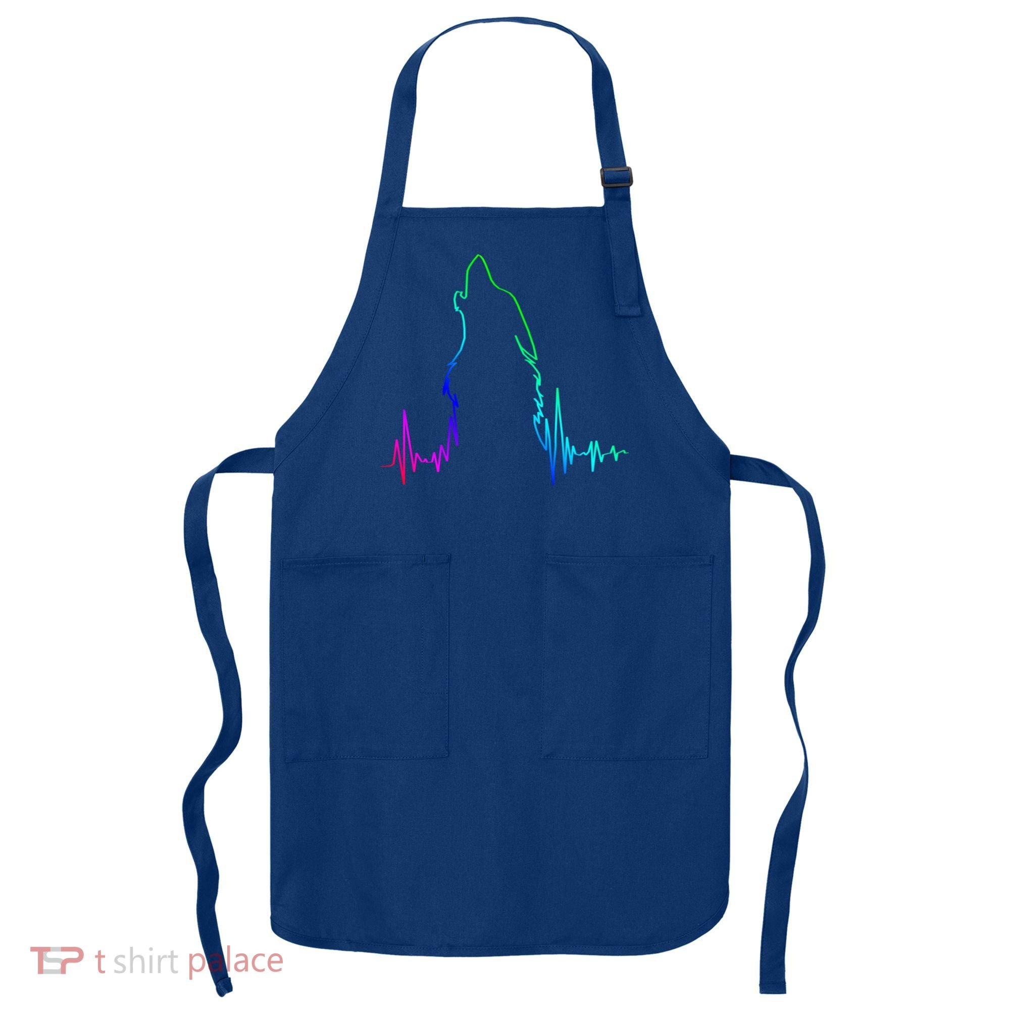Howling Wolf Heartbeat Gift Spirit Animal Wolf Gift Apron