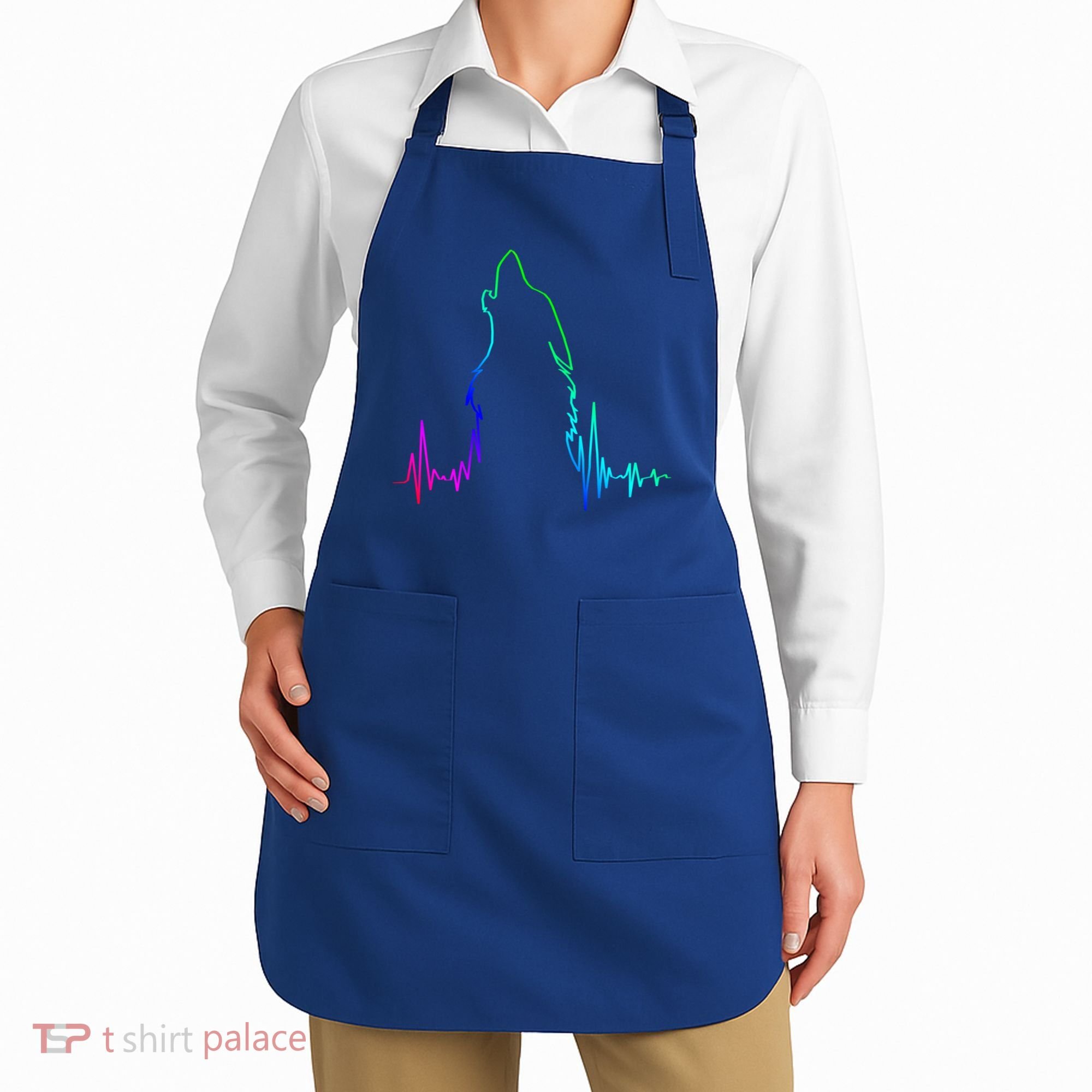 Howling Wolf Heartbeat Gift Spirit Animal Wolf Gift Apron