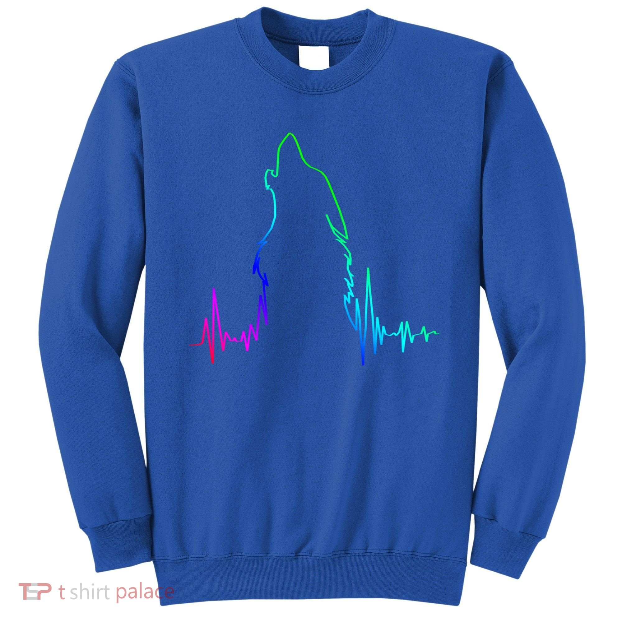 Howling Wolf Heartbeat Gift Spirit Animal Wolf Gift Sweatshirt