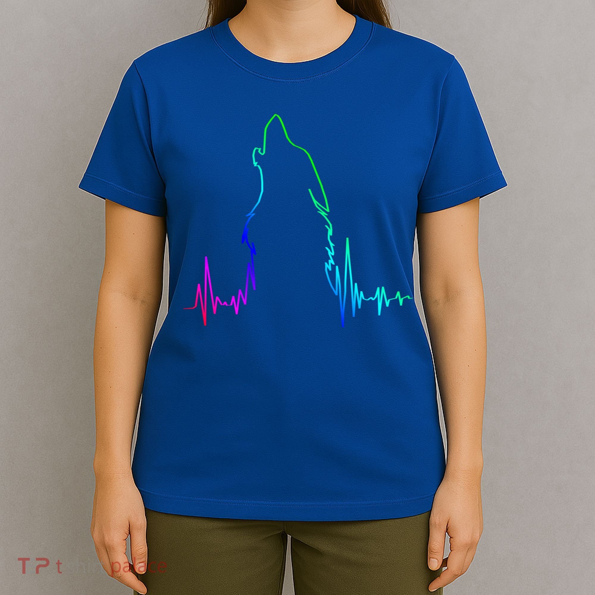Howling Wolf Heartbeat Gift Spirit Animal Wolf Gift T-Shirt