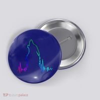 Howling Wolf Heartbeat Gift Spirit Animal Wolf Gift Button thumb 0