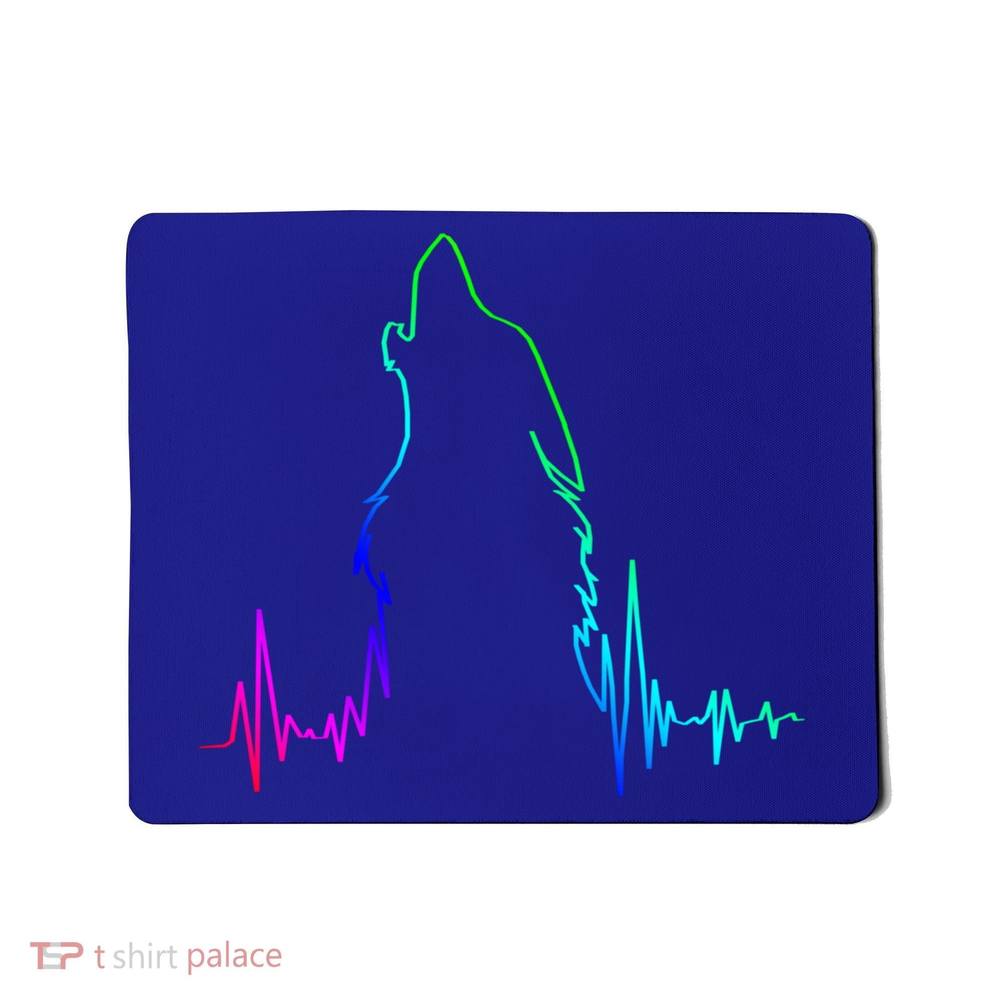 Howling Wolf Heartbeat Gift Spirit Animal Wolf Gift Mousepad