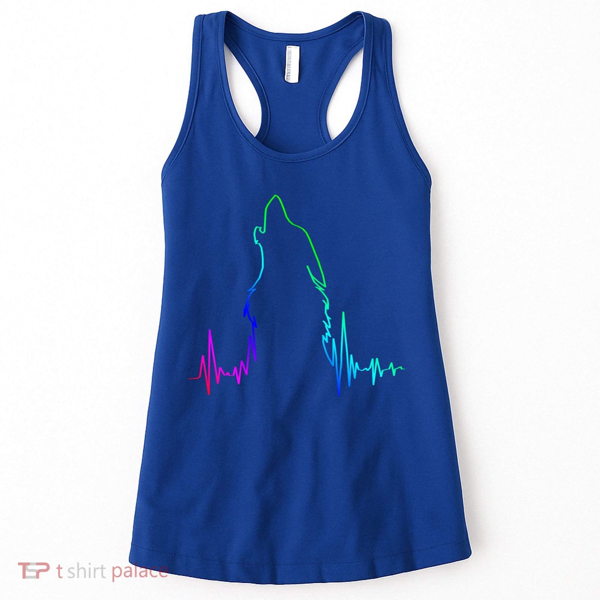 Howling Wolf Heartbeat Gift Spirit Animal Wolf Gift Women's Tank Top