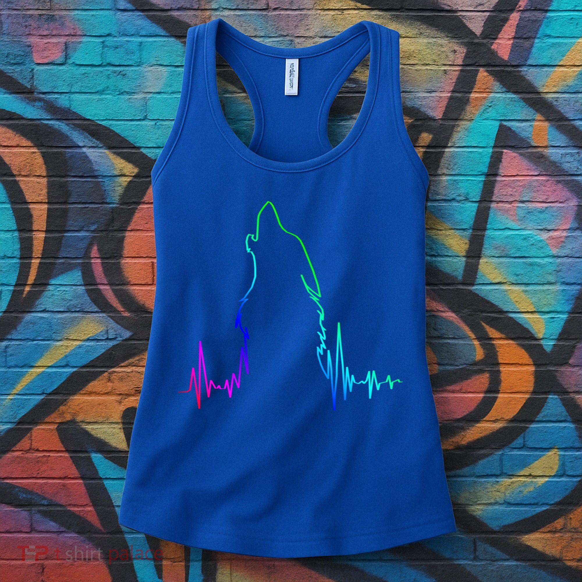 Howling Wolf Heartbeat Gift Spirit Animal Wolf Gift Women's Tank Top