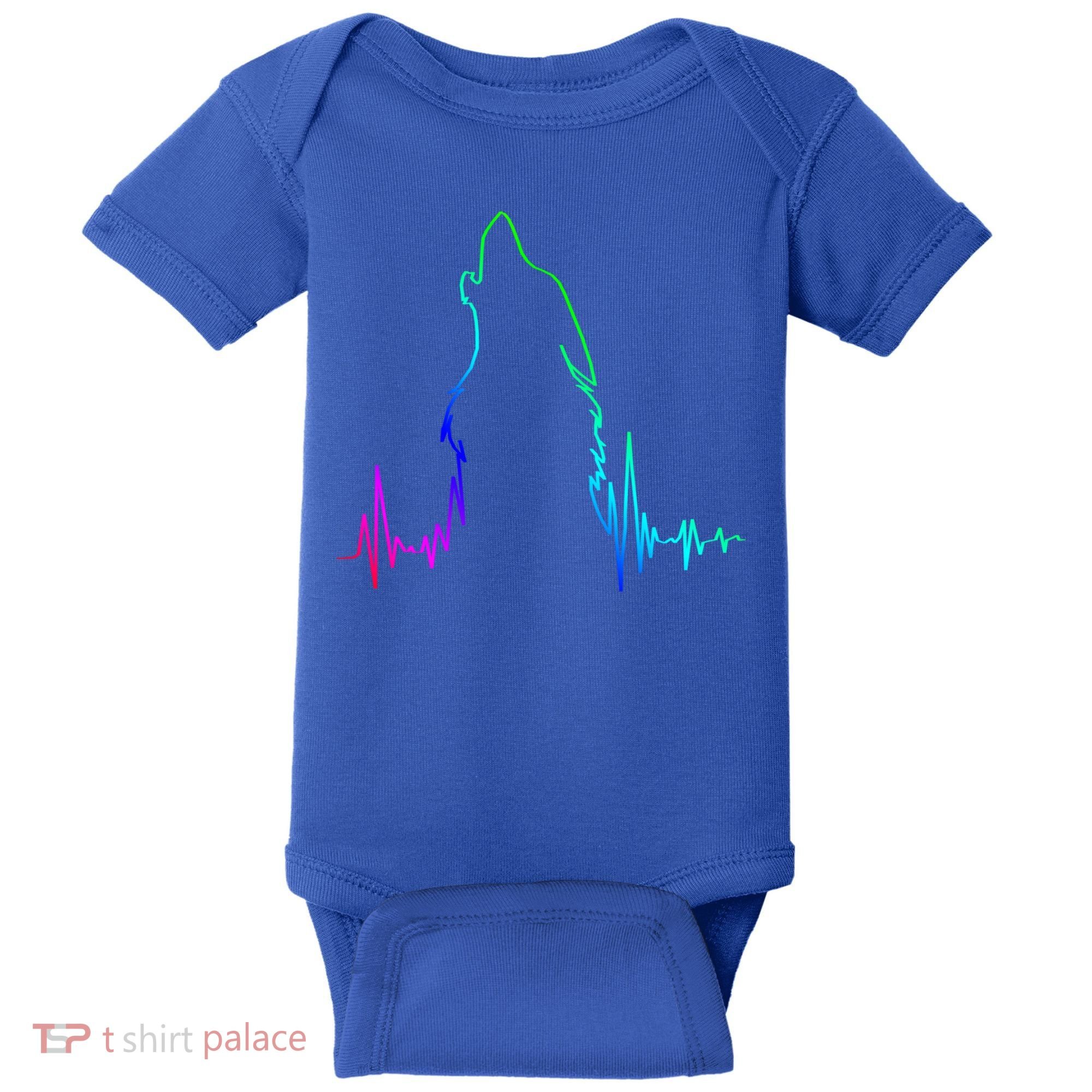 Howling Wolf Heartbeat Gift Spirit Animal Wolf Gift Baby Bodysuit