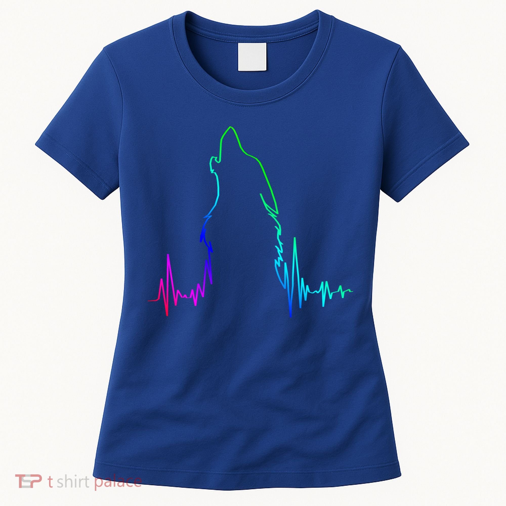 Howling Wolf Heartbeat Gift Spirit Animal Wolf Gift Women's T-Shirt