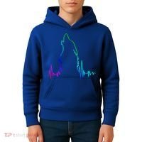 Howling Wolf Heartbeat Gift Spirit Animal Wolf Gift Kids Hoodie thumb 4