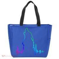 Howling Wolf Heartbeat Gift Spirit Animal Wolf Gift Tote Bag thumb 0