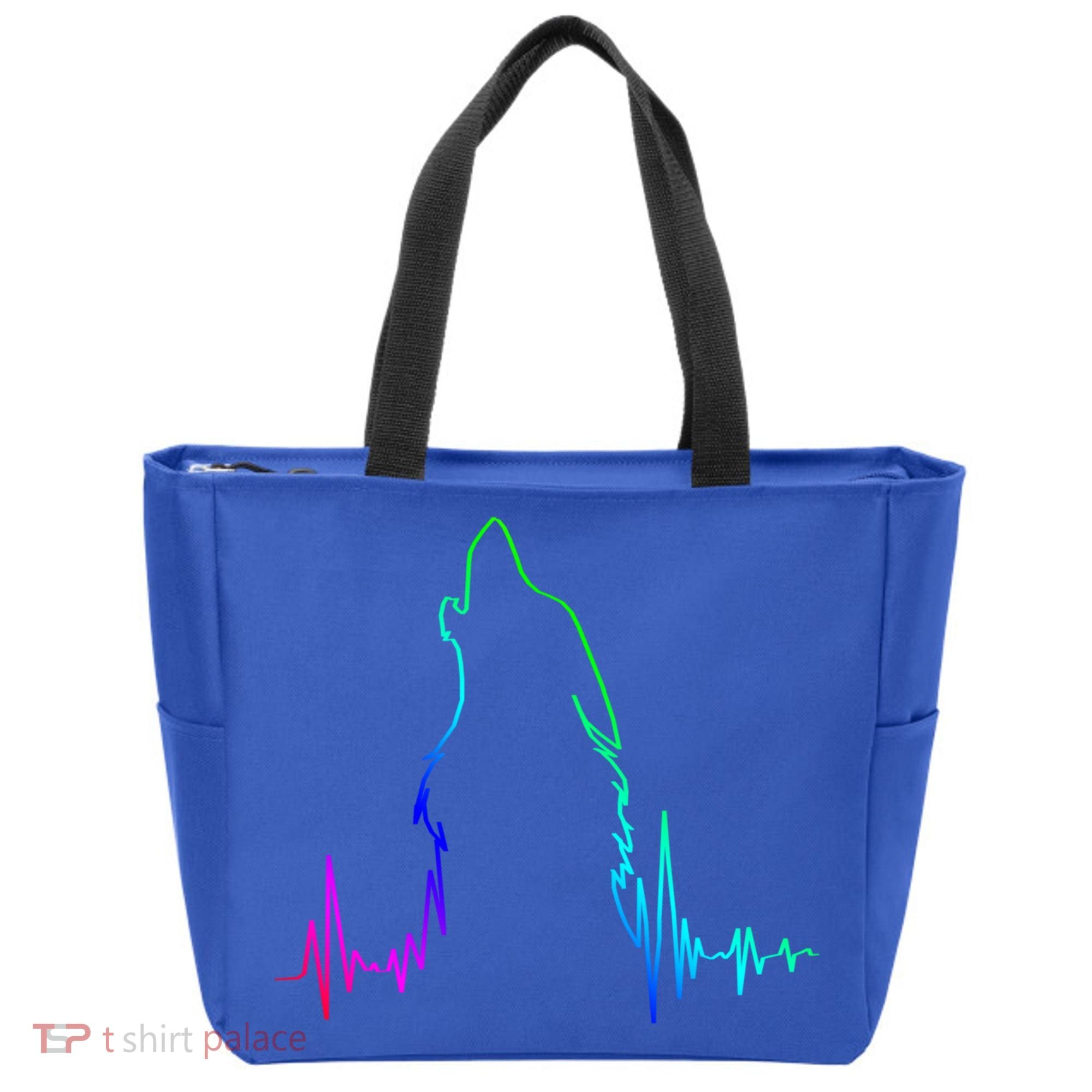 Howling Wolf Heartbeat Gift Spirit Animal Wolf Gift Tote Bag
