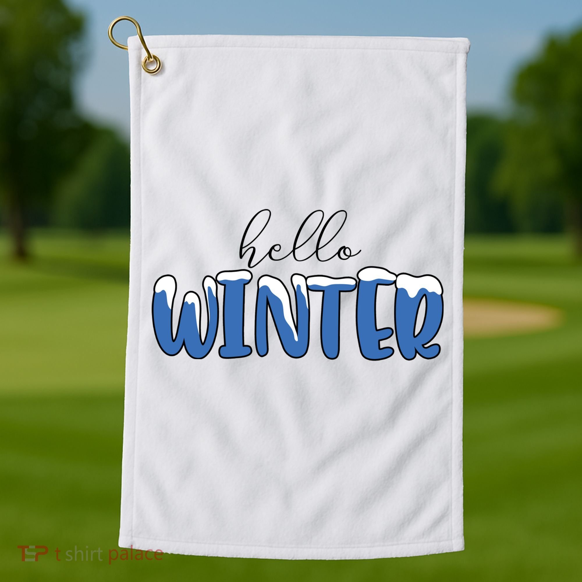 Hello Winter Holiday Season Golf Towel