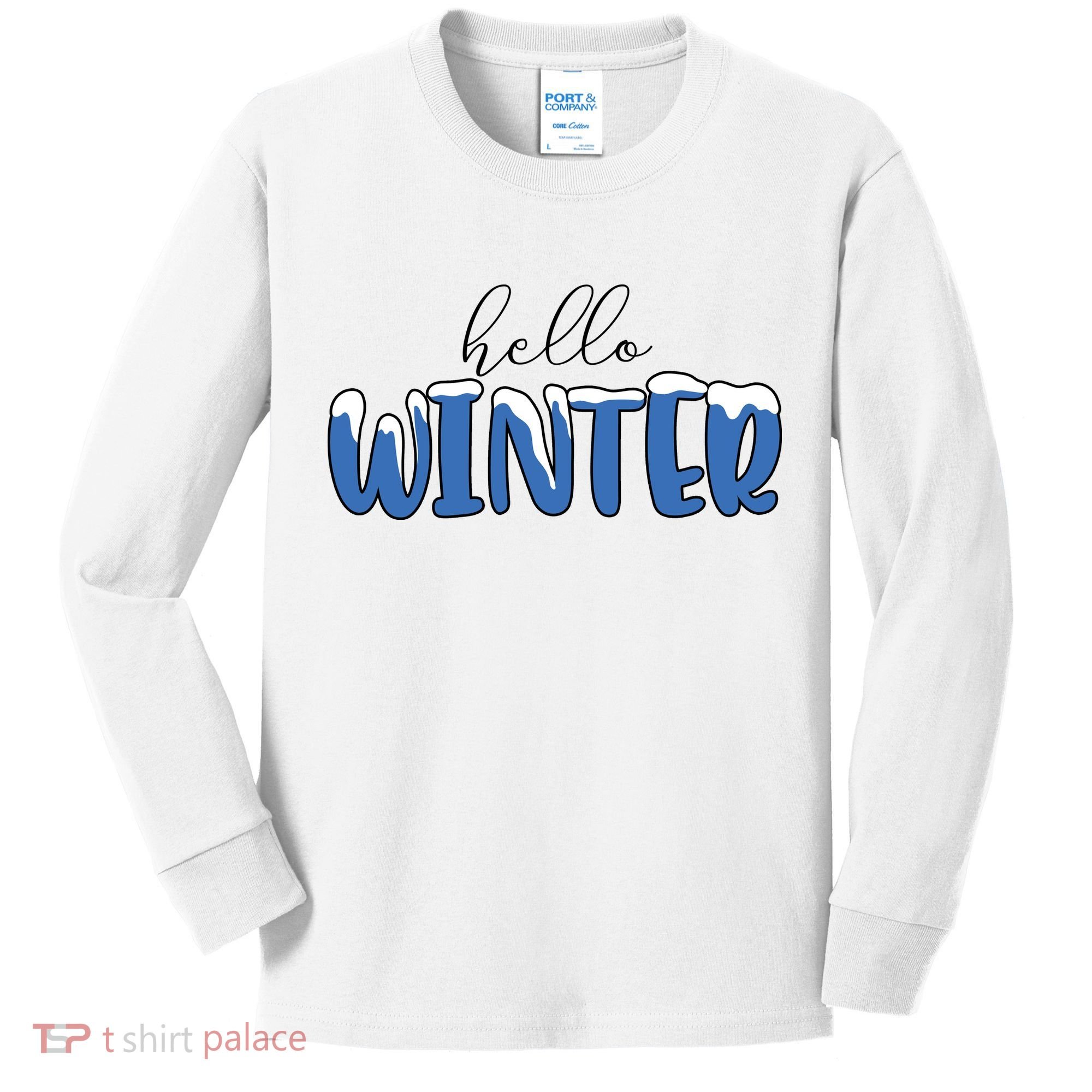Hello Winter Holiday Season Kids Long Sleeve Shirt