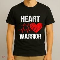 Heart Warrior Heart Disease Awareness Month Red Heart Gift T-Shirt thumb 3