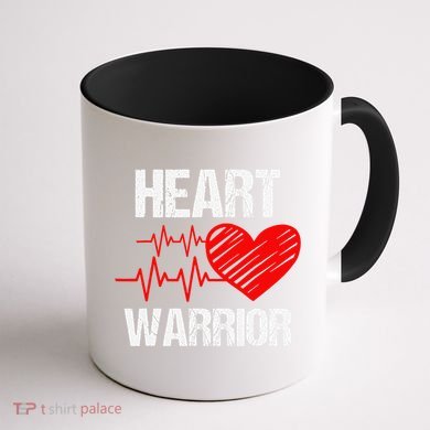 Heart Warrior Heart Disease Awareness Month Red Heart Gift Coffee Mug back
