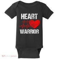Heart Warrior Heart Disease Awareness Month Red Heart Gift Baby Bodysuit thumb 0
